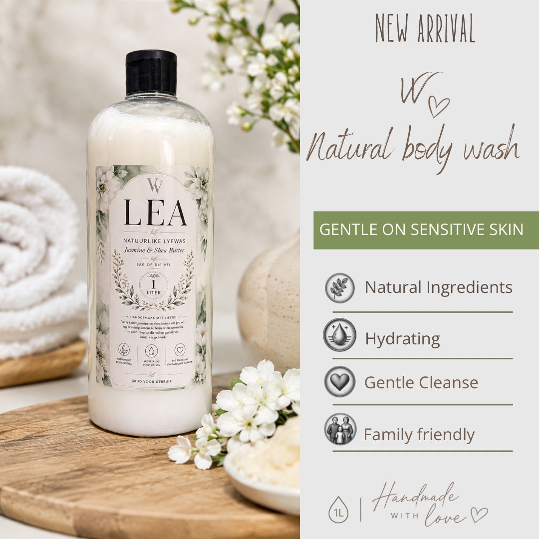 LEA Natural Body Wash | Jasmine & Shea Butter | 1 Litre