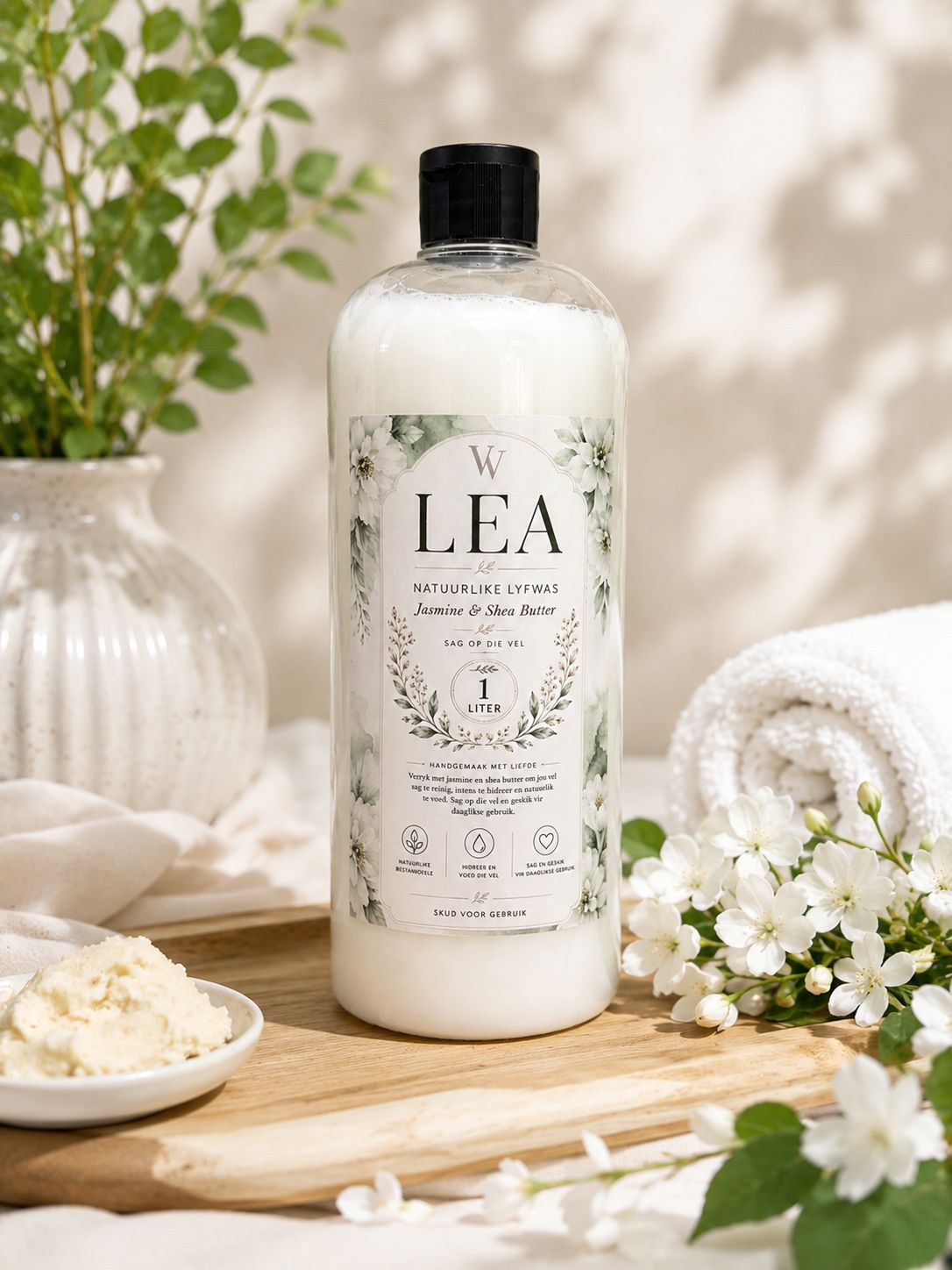 LEA Natural Body Wash | Jasmine & Shea Butter | 1 Litre